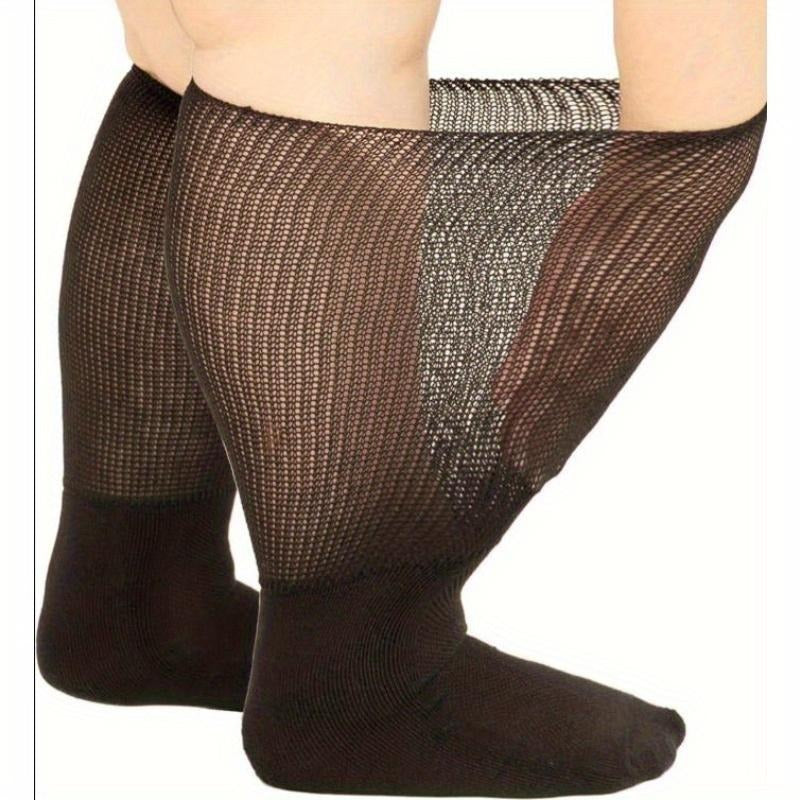 3 Pairs of Socks, Extra-wide Socks Suitable for Swollen Feet, Men's and Women's Stretchable Up to 30 Inches, Plus-size Socks, Seamless Non-restrictive Socks, Loose Top for Neuropathy, Weight Loss for Seniors - One Size Fits Most