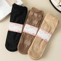 6Paris Elegant Lace Women'S Long Socks with Floral And Bow Pattern-Soft Blending, Spring Summer Transparent Ankle Socks, Breathable Design