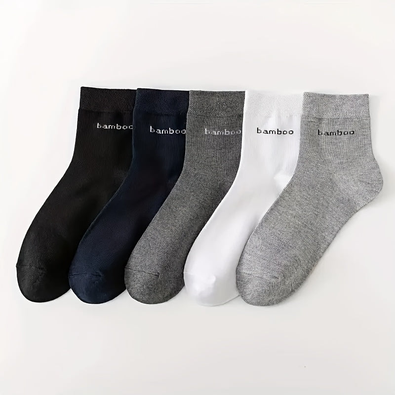 5Prs Men'S Bamboo Fiber Business Socks Breathable And Comfortable Casual Business Socks for Mature Elite Men