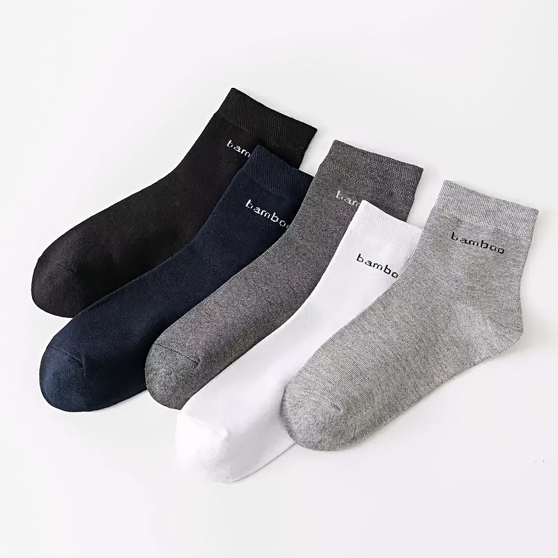 5Prs Men'S Bamboo Fiber Business Socks Breathable And Comfortable Casual Business Socks for Mature Elite Men