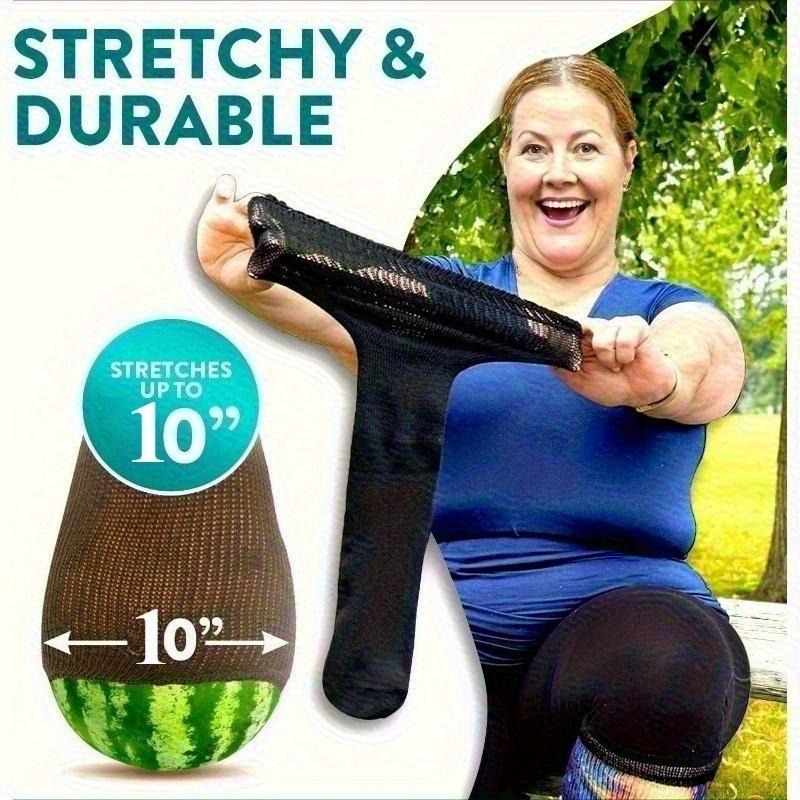 3 Pairs of Socks, Extra-wide Socks Suitable for Swollen Feet, Men's and Women's Stretchable Up to 30 Inches, Plus-size Socks, Seamless Non-restrictive Socks, Loose Top for Neuropathy, Weight Loss for Seniors - One Size Fits Most