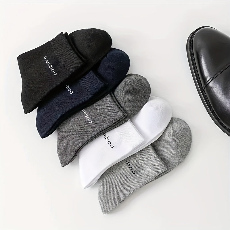 5Prs Men'S Bamboo Fiber Business Socks Breathable And Comfortable Casual Business Socks for Mature Elite Men