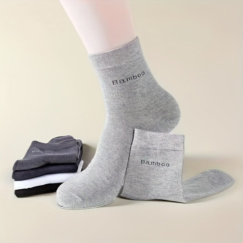 5Prs Men'S Bamboo Fiber Business Socks Breathable And Comfortable Casual Business Socks for Mature Elite Men